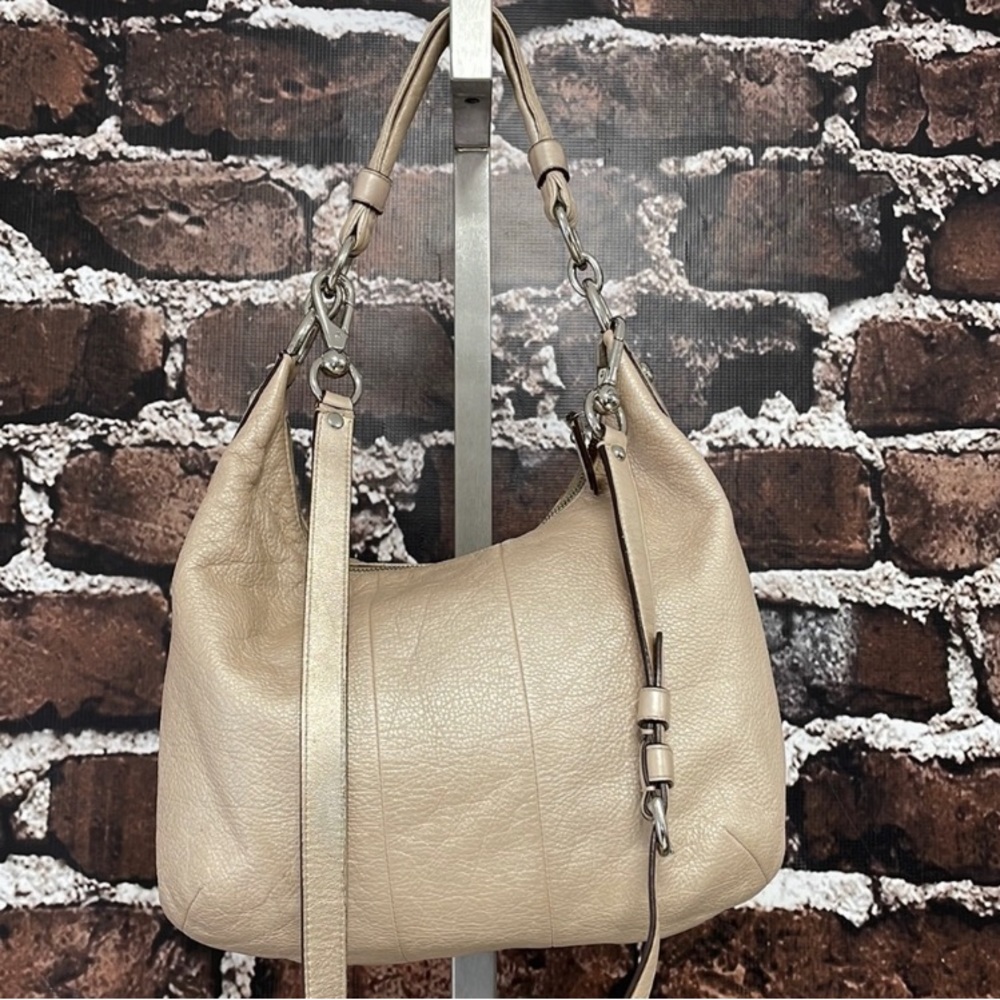 Coach Purse Bag Kristin Pebbled Leather Champagne Crossbody - Picture 5 of 13